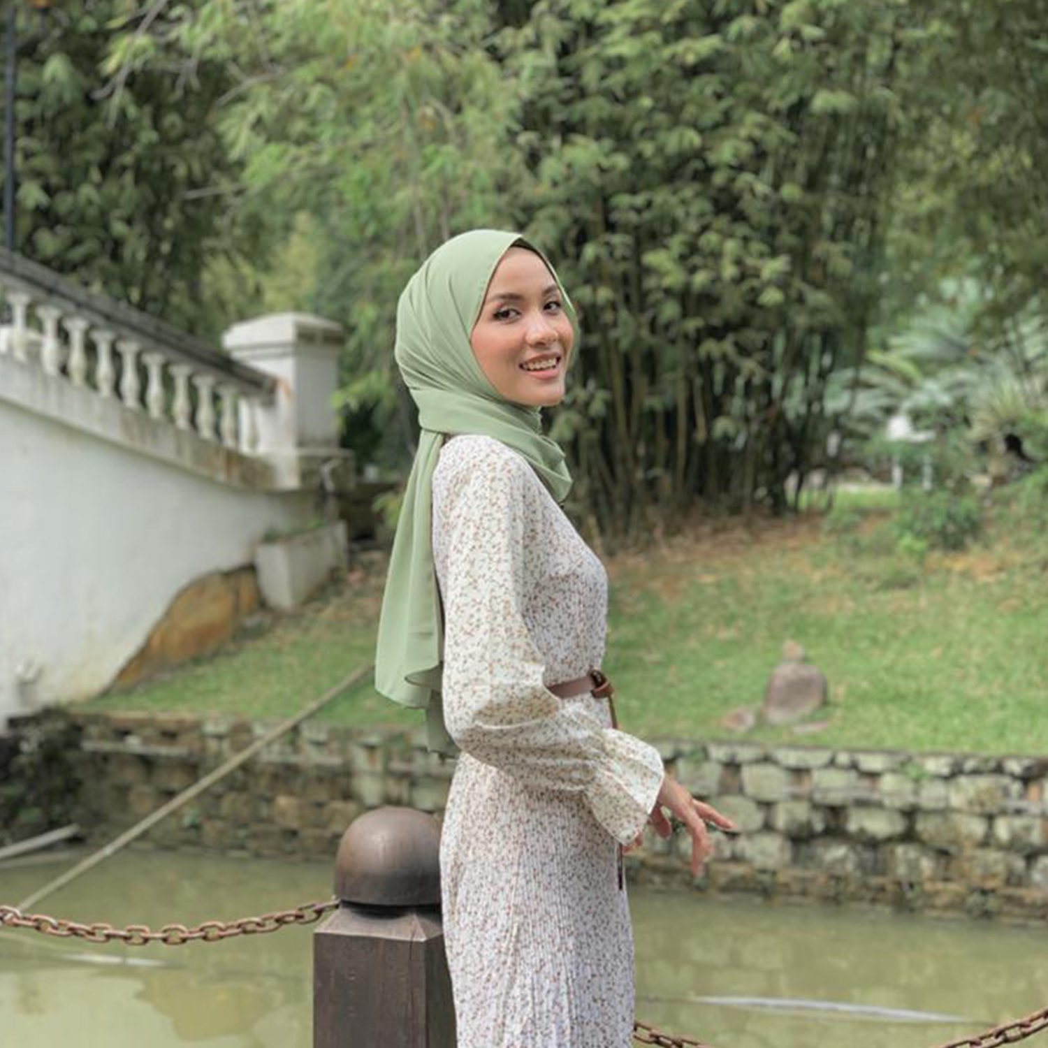 sage green chiffon scarf